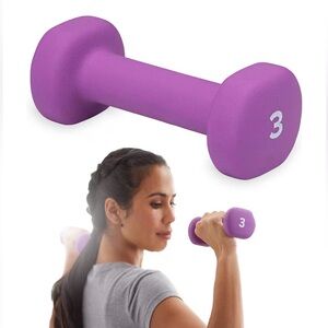 Gaiam Dumbbell Hand Weights - Purple Neoprene Coated 3lbs